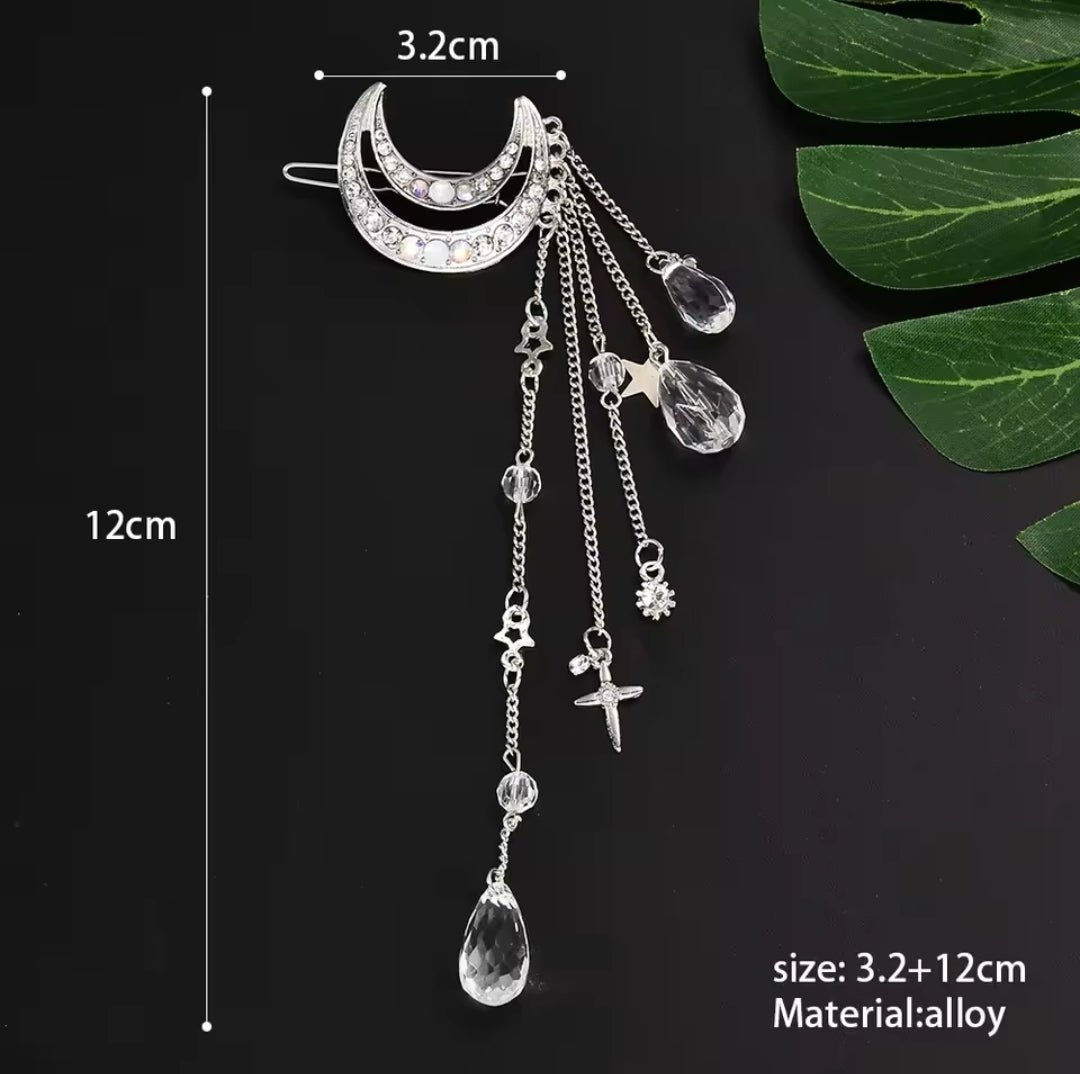Elegant Woman rhinestone moon hair clip - Salembier