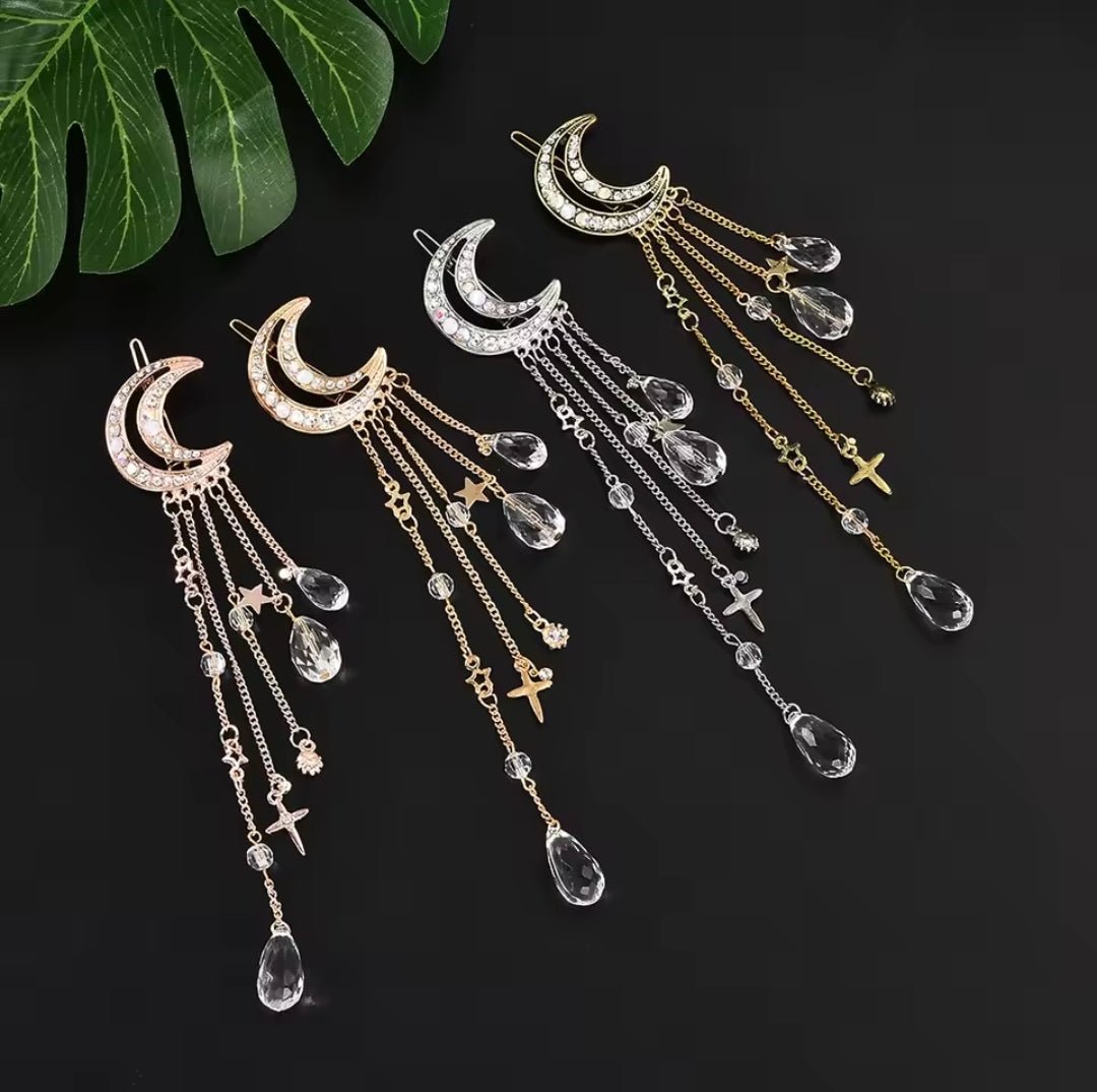 Elegant Woman rhinestone moon hair clip - Salembier