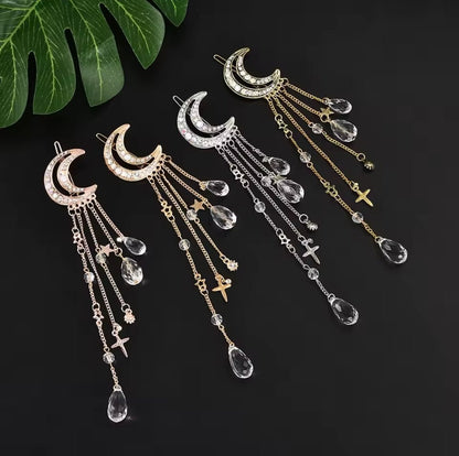 Elegant Woman rhinestone moon hair clip - Salembier