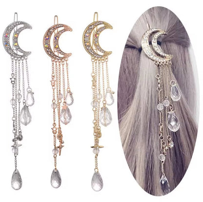 Elegant Woman rhinestone moon hair clip - Salembier