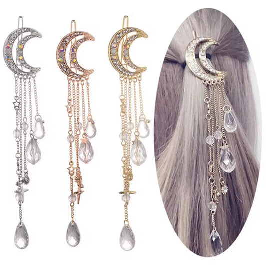 Elegant Woman rhinestone moon hair clip - Salembier