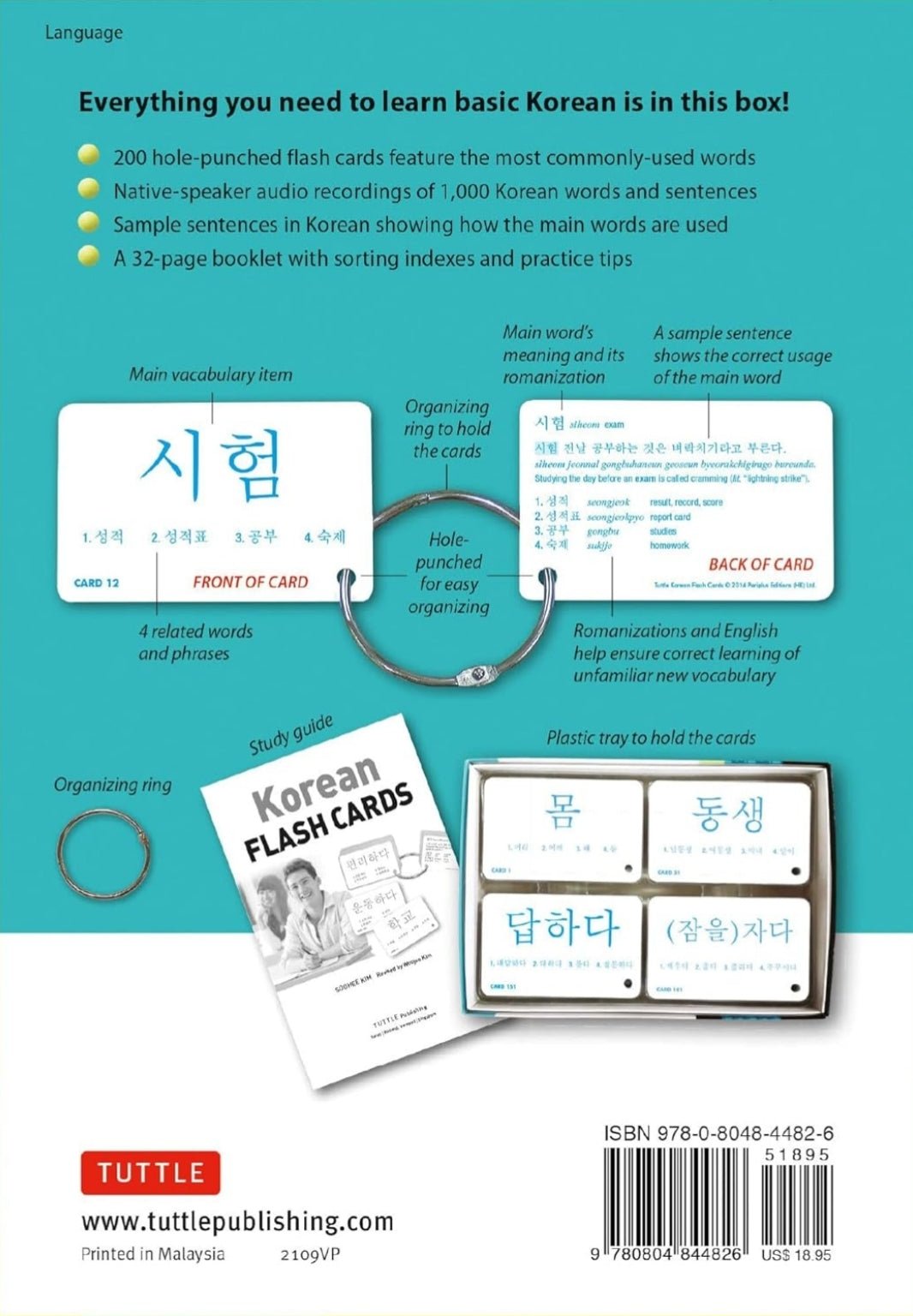 Korean Flash Cards Kit: Learn 1,000 Basic Korean Words and Phrases Quickly and Easily! (Hangul & Romanized Forms) - Salembier